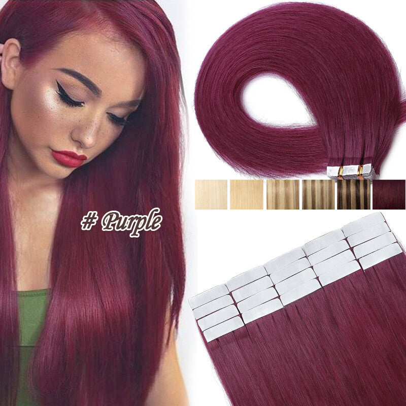 Full Head Skin Weft Tape-In Hair Extensions - Remy Human Hair, Thick & Natural