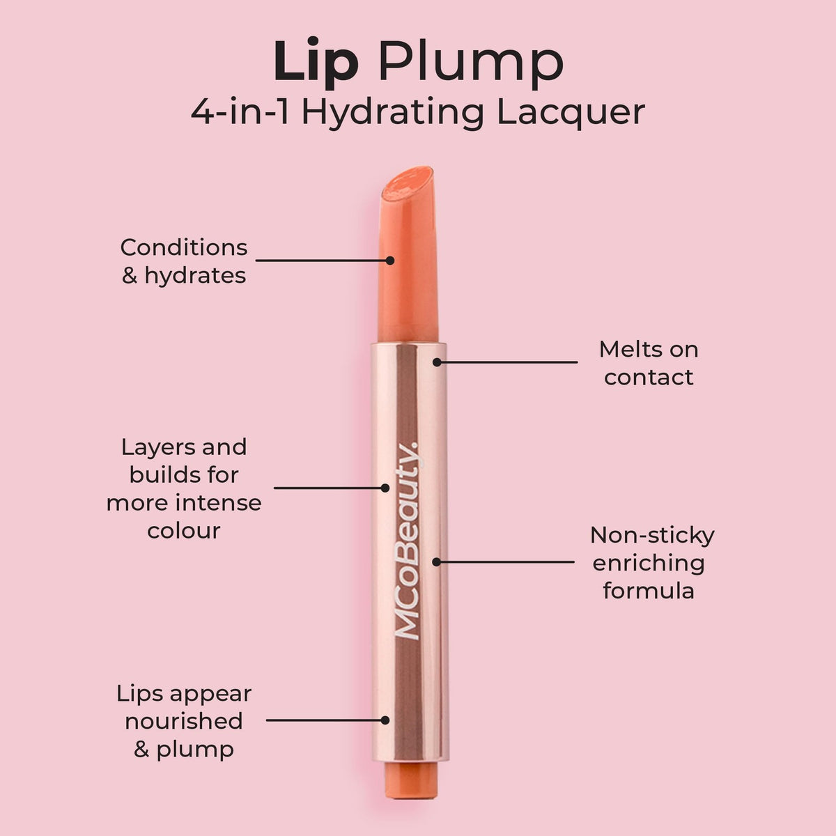 Lip Plumper Set of 2 - Hydrating 4-in-1 Lip Lacquer in Luella Nude Melon