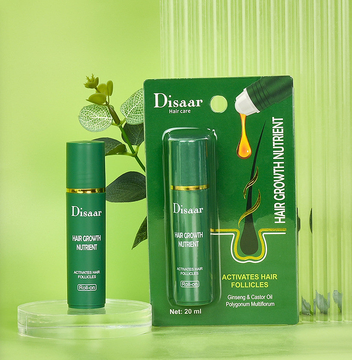 Hair Growth Oil with Ginseng & Castor Oil - 20ml Nourishing Hair Treatment