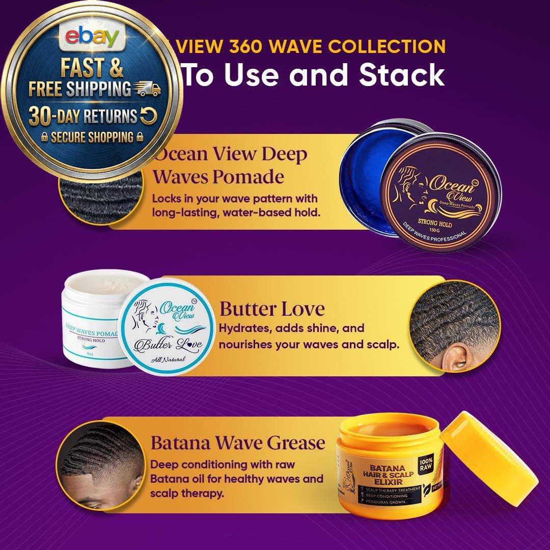 Wave Pomade for Black Men Hair 4 oz Deep Control & Moisture - Cocoa Brown