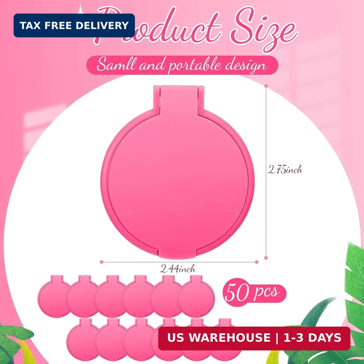 Mini Rose Red Compact Mirror Set - Small Portable Folding Makeup Mirrors for Women