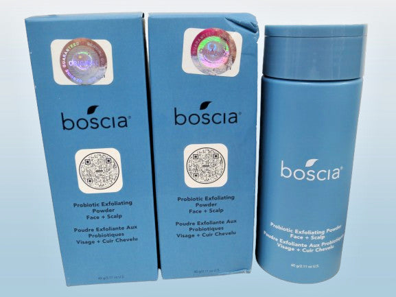BOSCIA PROBIOTIC EXFOLIATING POWDER FACE + SCALP 2.11 OZ BOXED LOT OF