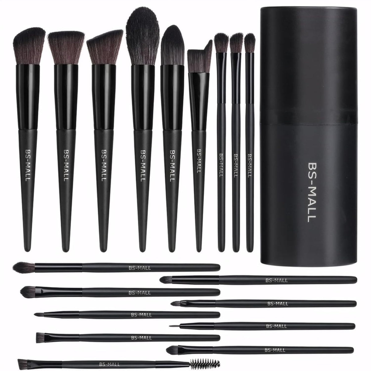 18-Piece Synthetic Makeup Brush Set with Black Travel Case for Flawless Application
