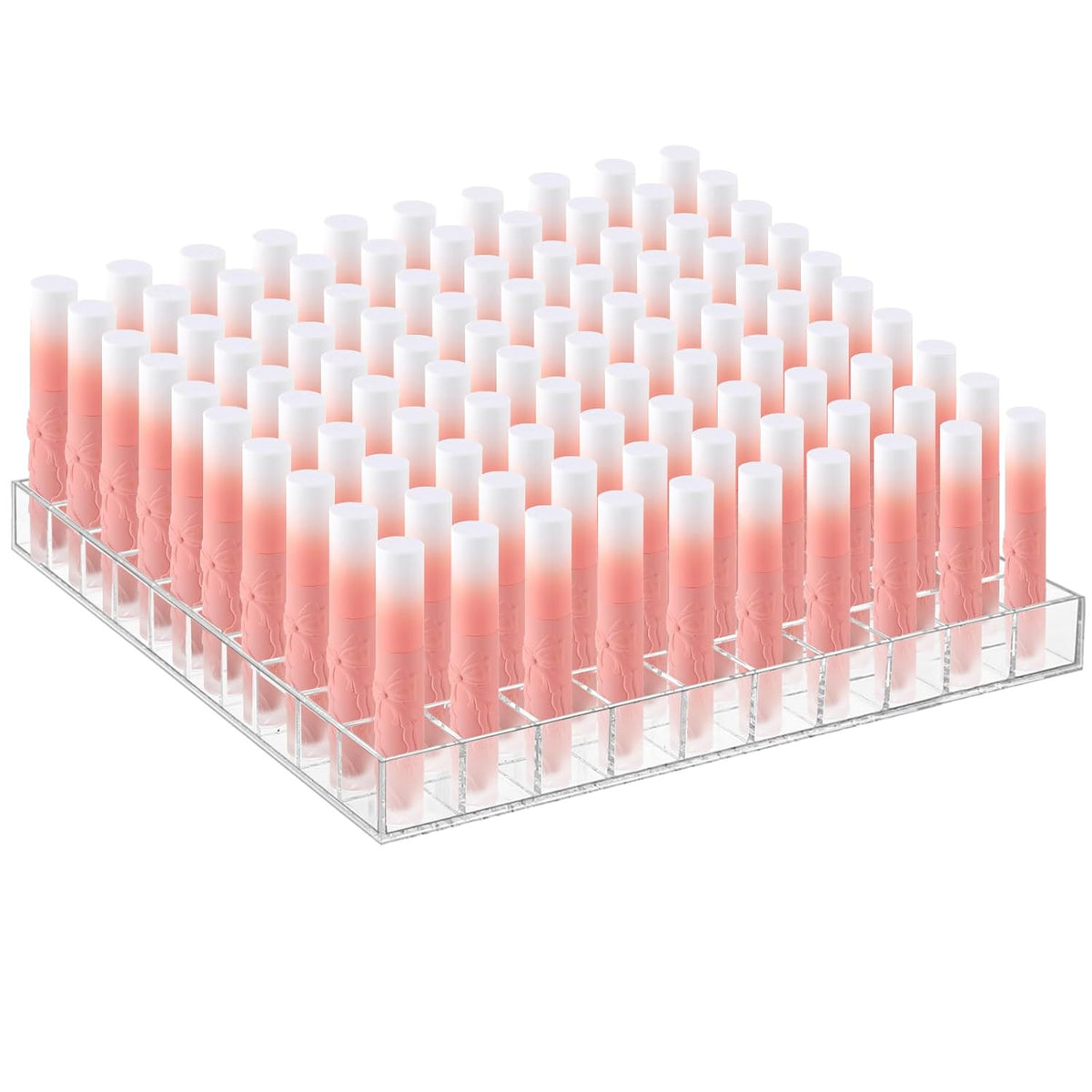 Clear Acrylic Lipstick Organizer with 100 Slots - Makeup & Lip Gloss Storage Case