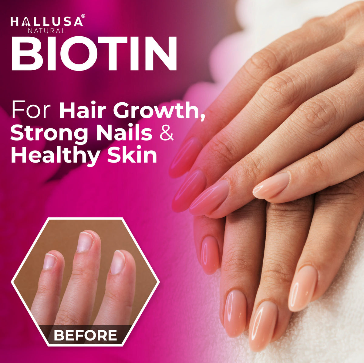 Biotin 10,000 mcg Capsules – Hair, Skin & Nails Support, 60 Count
