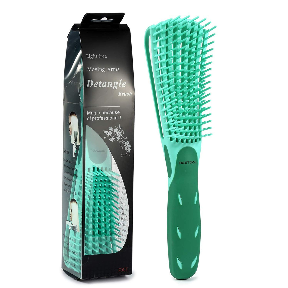 Detangling Brush for Black Natural Hair - Tangle-Free, Eco-Friendly Green Design