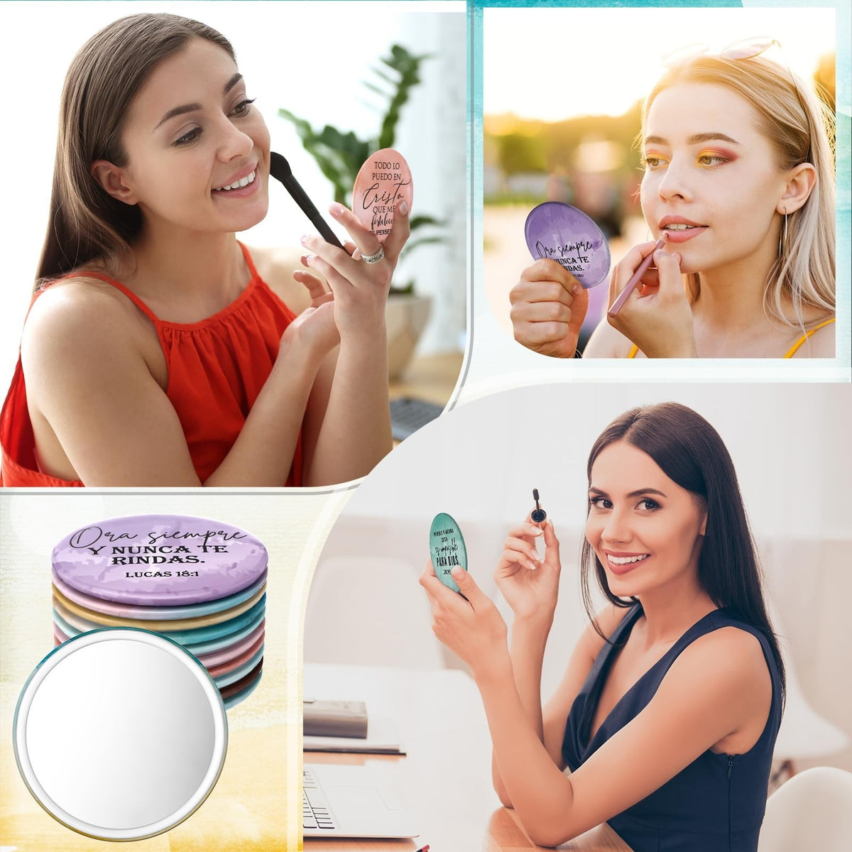 40 Pack Christian Compact Mirrors with Bible Verses - Inspirational Pocket Makeup Mirrors for Women