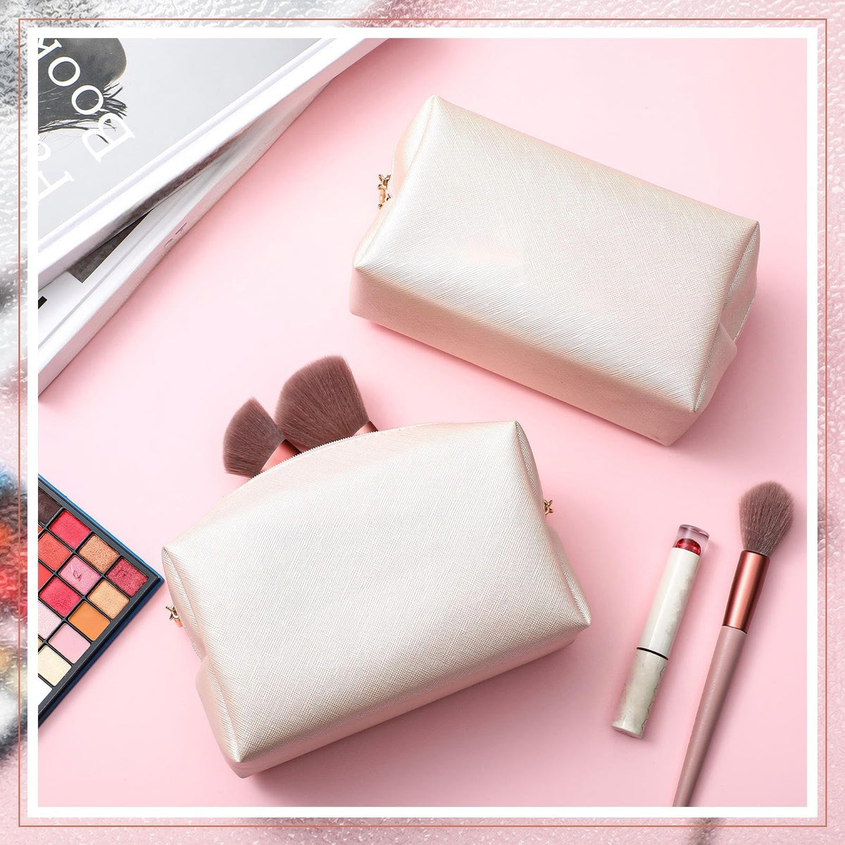 20-Pack Waterproof PU Leather Makeup Pouches with Zipper – Travel Cosmetic Bags for Women