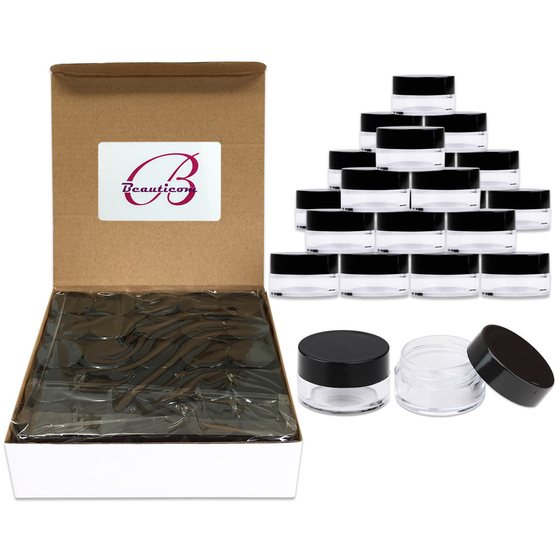 High Quality Acrylic Sample Jars Set - BPA Free, 5g/5ml, 50 Count