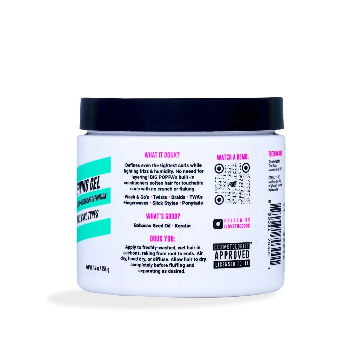 Curl Defining Gel for All Hair Types - Humidity-Resistant Flexible Hold 16oz