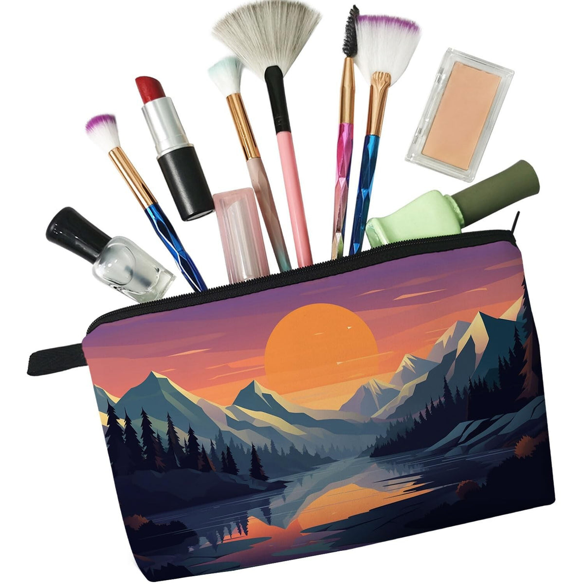 Mountain Landscape Makeup Bag Small Organizer with Zipper for Travel & Gifts