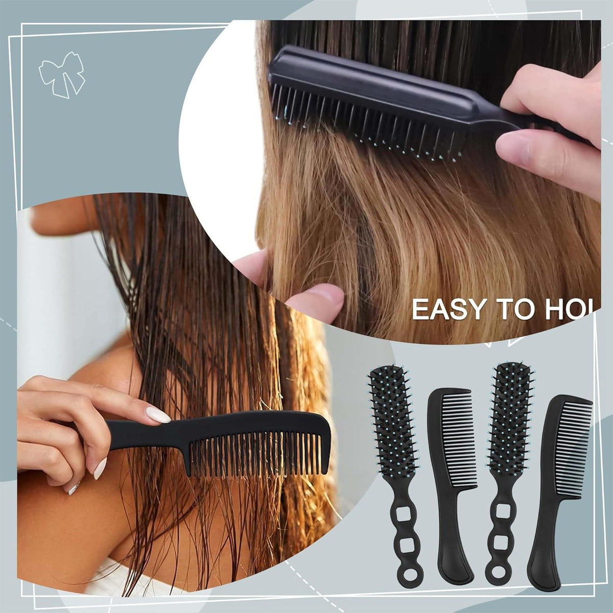 Bulk Hair Brush and Comb Set - 100 Pcs for Homeless Care, Travel & Donations