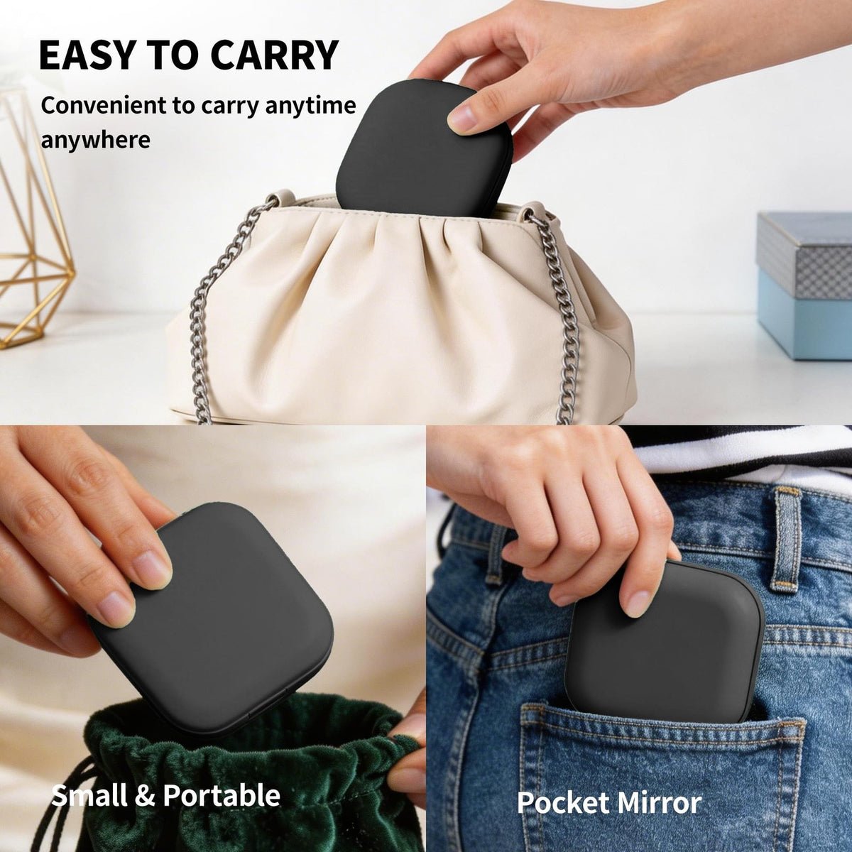 LED Lighted Compact Makeup Mirror with 10X Magnification - Portable Travel Mirror