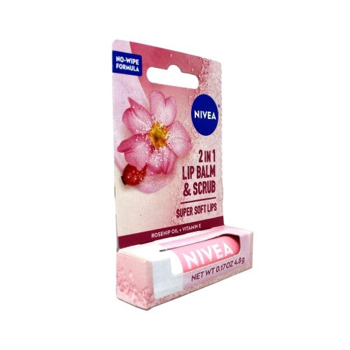 Lip Scrub & Balm Set with Rosehip Oil & Vitamin E - 2 Pack