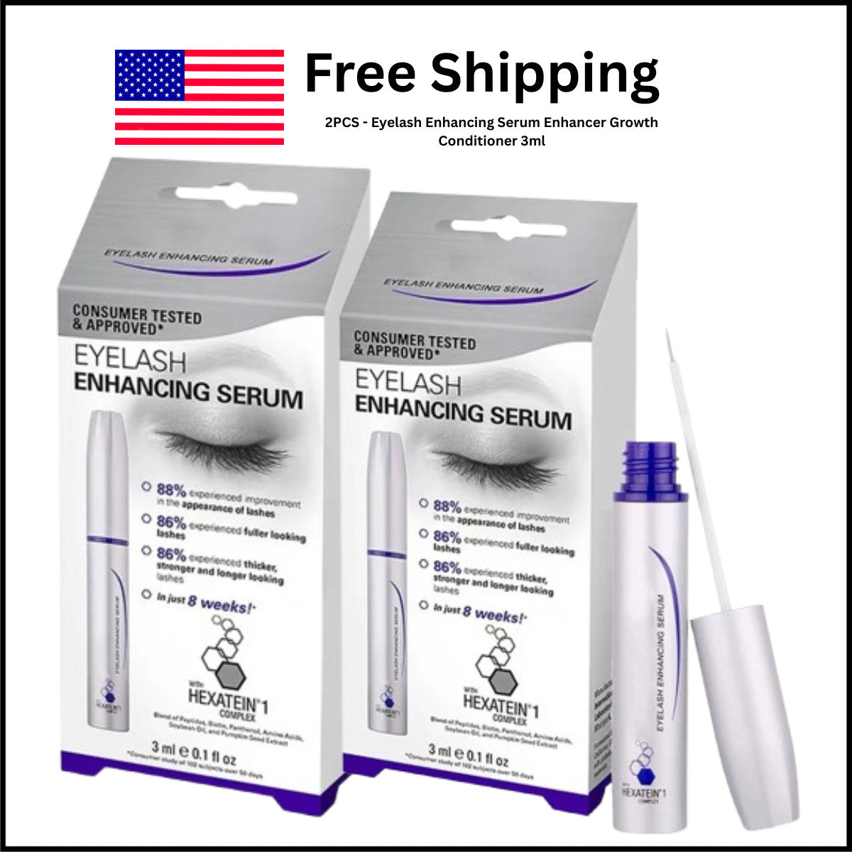 2X Eyelash Enhancing Serum for Growth & Conditioner - 3ml