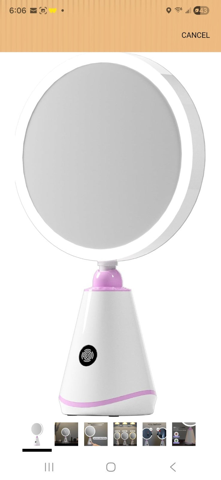 Desktop Makeup Mirror with 1X & 15X LED Magnification