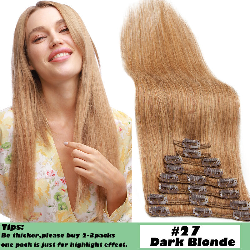 Clip In Human Hair Extensions Full Head Set - Remy, Long & Short Styles