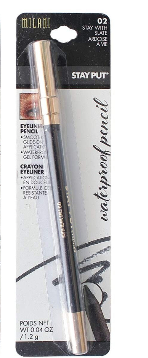Milani Stay Put Waterproof Eyeliner Pencil #02 Stay With Slate 0.04 oz