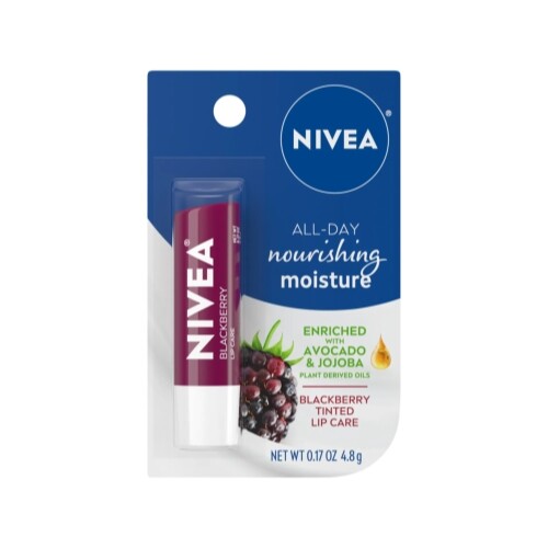 Nivea Blackberry Tinted Lip Balm Pack of 4 - Hydrating Lip Care with Shea & Jojoba