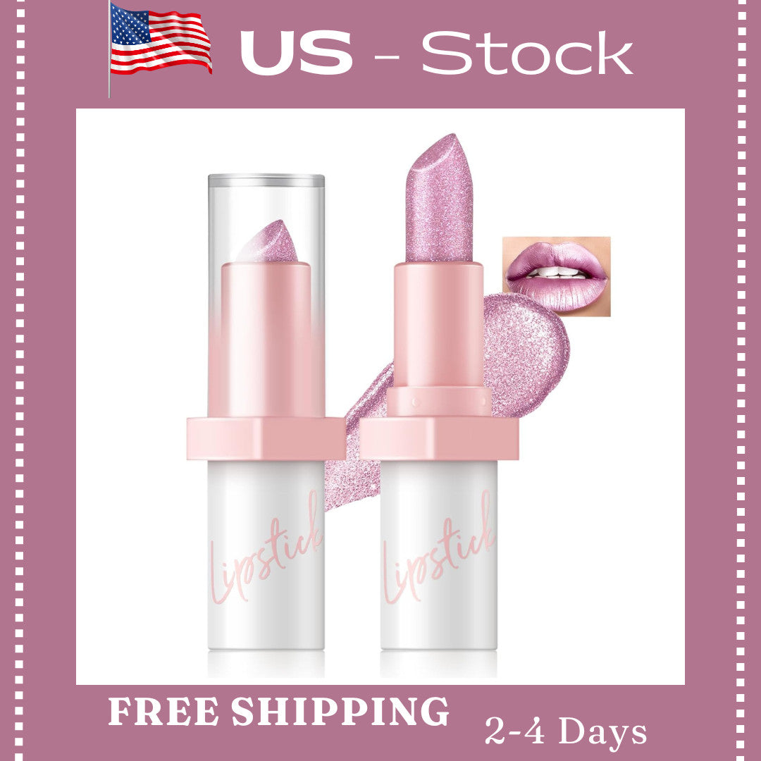 Metallic Pink Glitter Lipstick for Women Long Lasting Shine 1