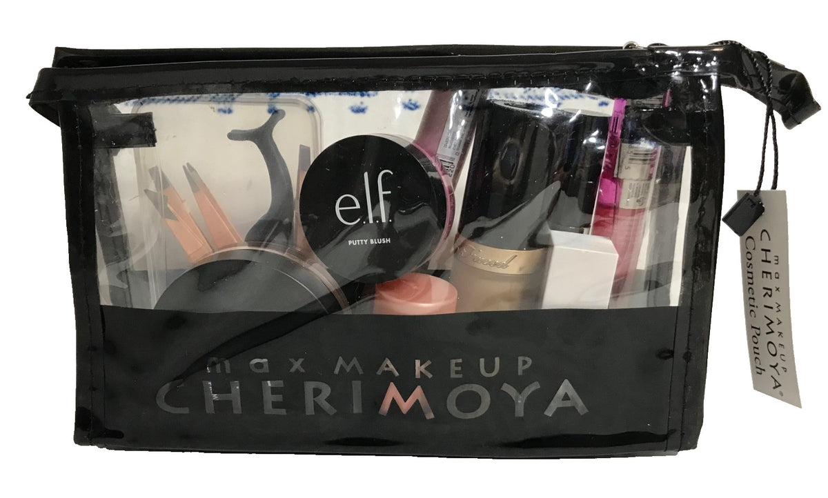 Travel Makeup Bag Set - Black Clear Plastic 2-Pack for Cosmetics
