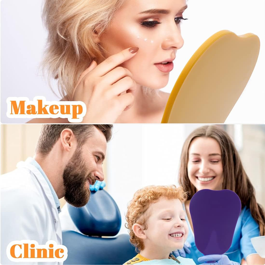Cute Tooth-Shaped Hand Mirror - Portable Makeup & Dental Reflector