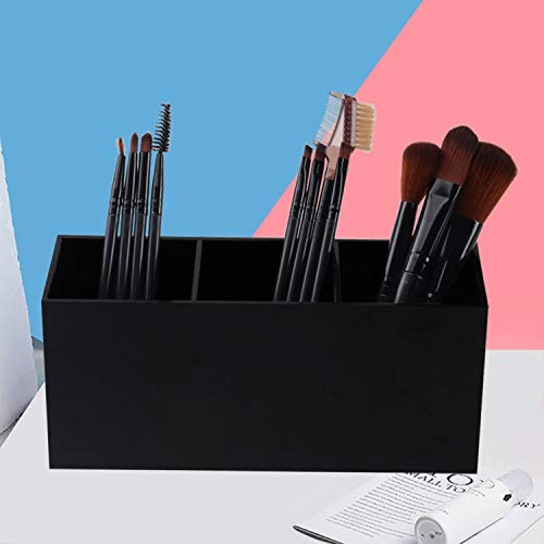 Makeup Brush Holder Organizer with 3 Slots, Black Storage Container
