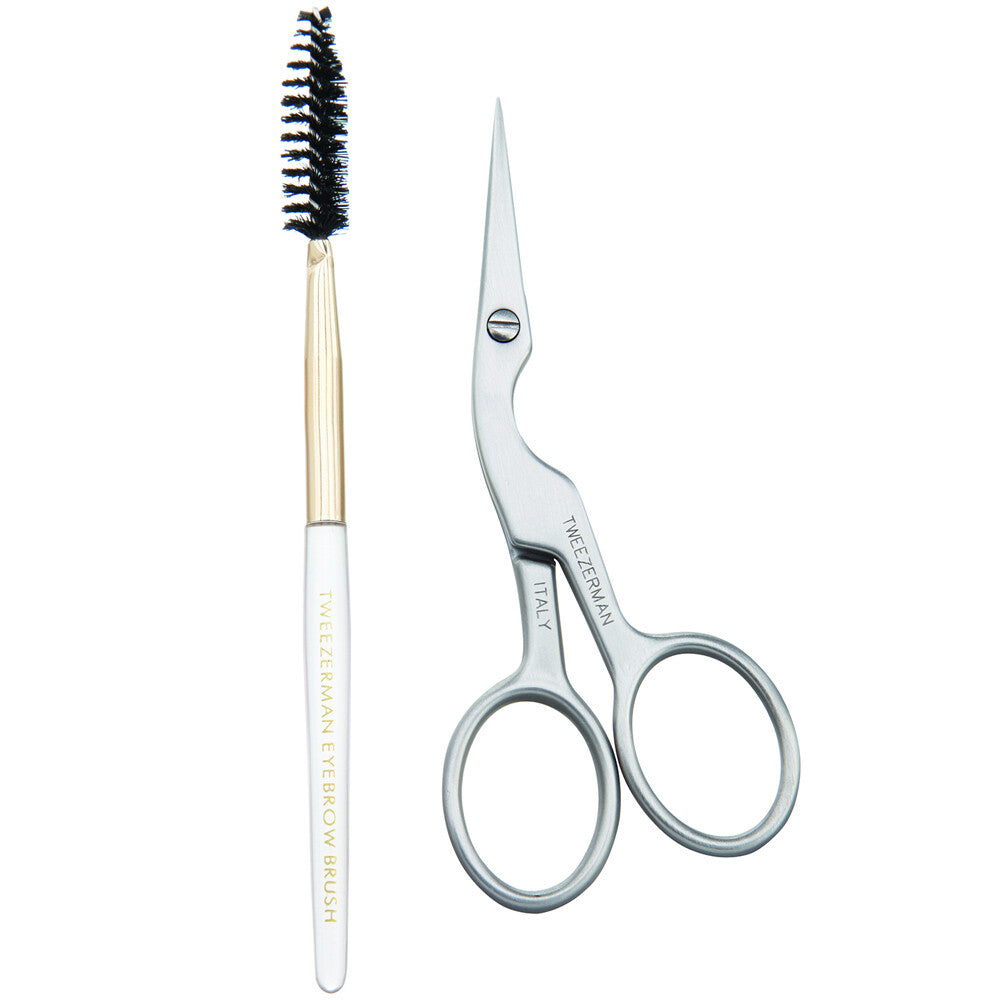 Professional Stainless Steel Brow Shaping Scissors & Brush - Precision Grooming Tool
