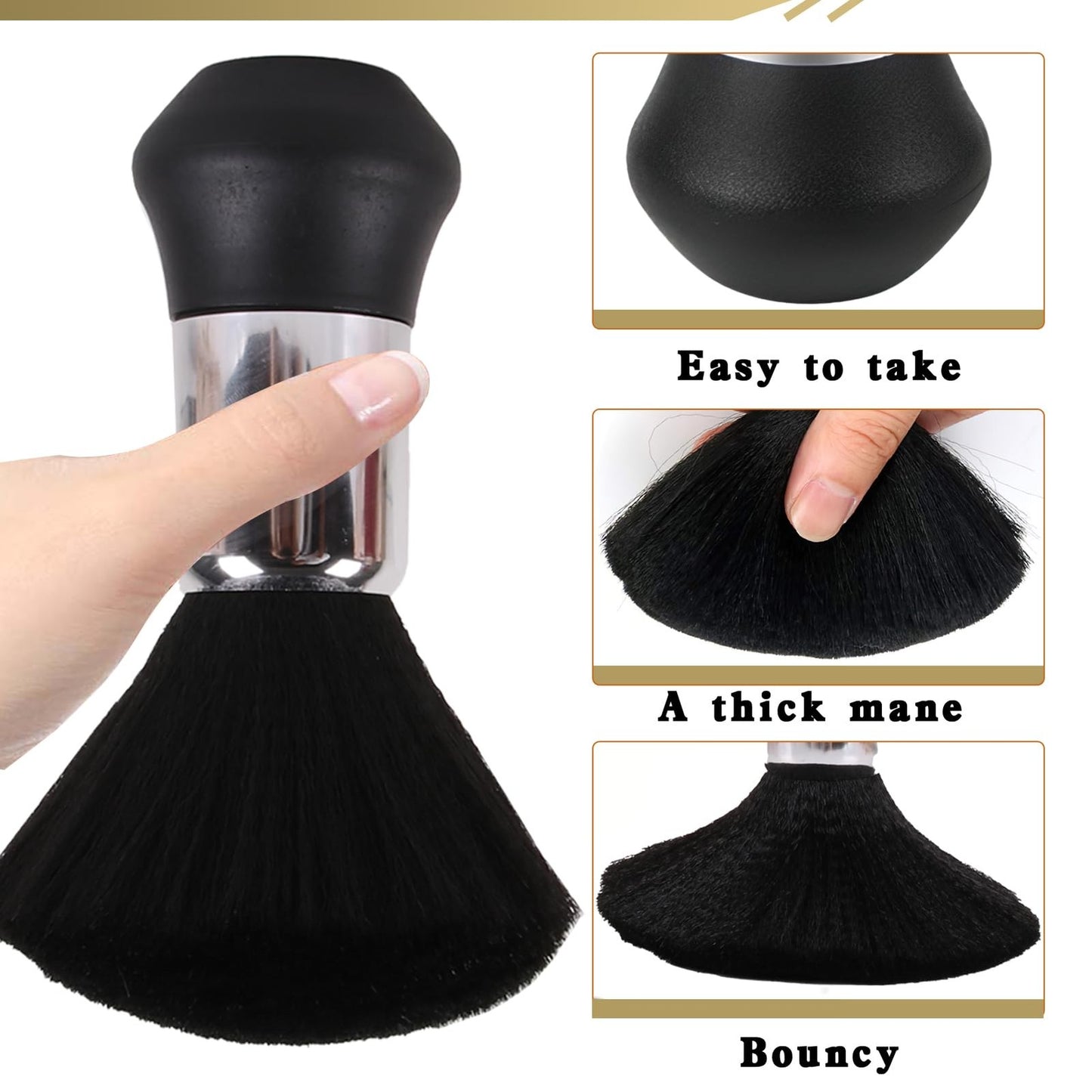 Professional Barber Neck Duster Brush Soft Black - 2 Pack