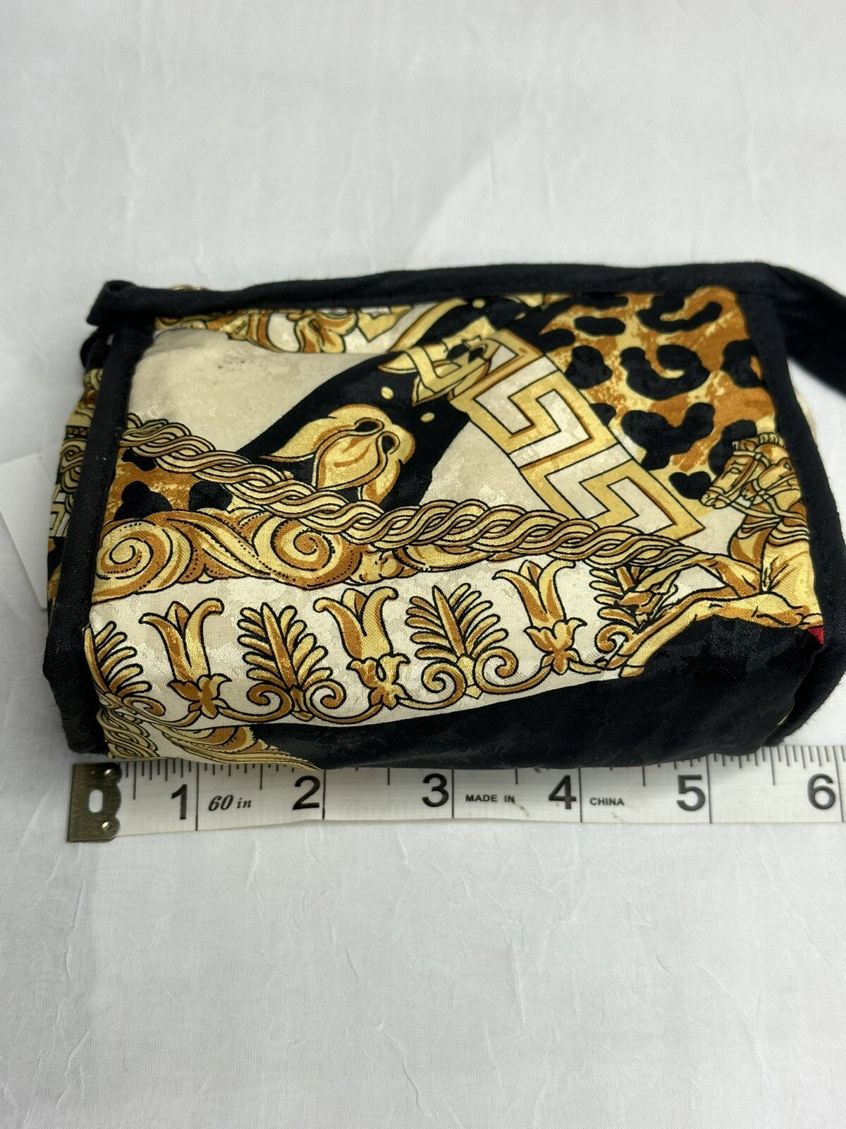 Oscar de la Renta Silk Toiletry Travel Bag Baroque Design New