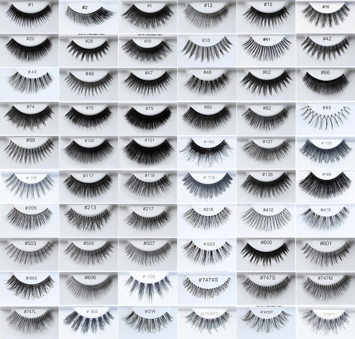 6 Pairs 100% Human Hair False Eyelashes - Kara Assorted Styles