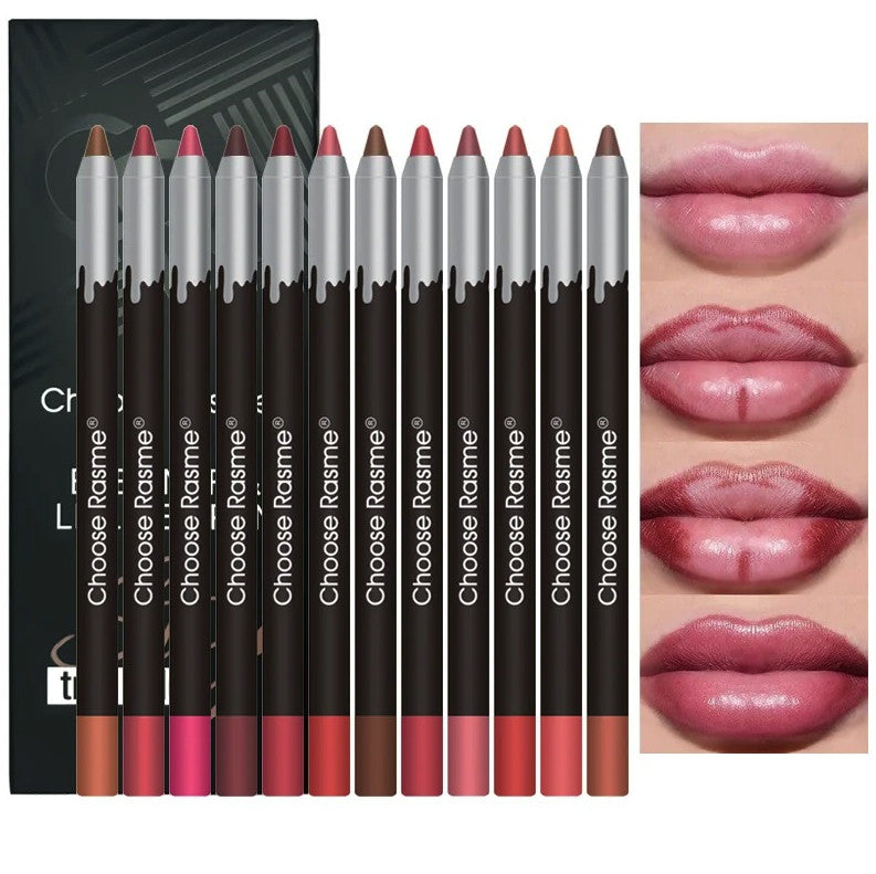 12pcs Matte Lip Liner Set Long Lasting Lipstick Pencils Makeup Kit