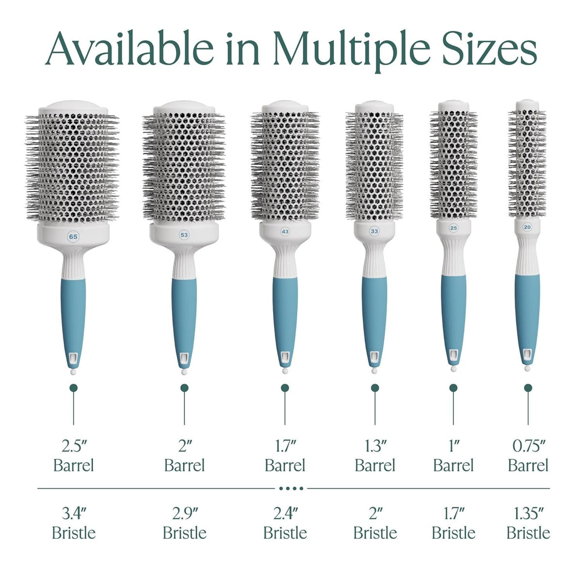 Detangling Ceramic Round Hair Brush with Ionic Bristles for Shine & Volume