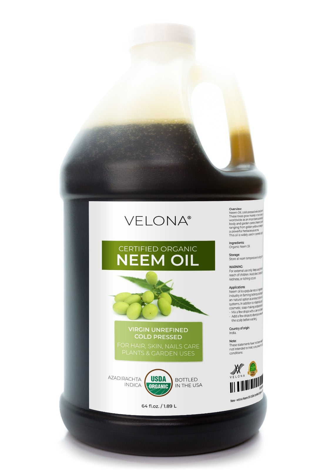 Organic Neem Oil - Cold Pressed, Pure & Unrefined