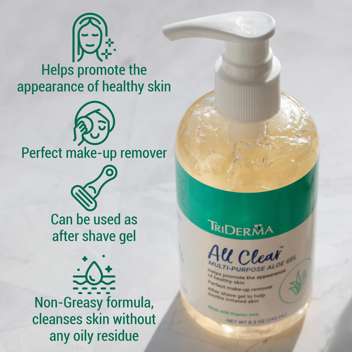 All Clear Multipurpose Aloe Gel for Face and Body – 8.3 oz