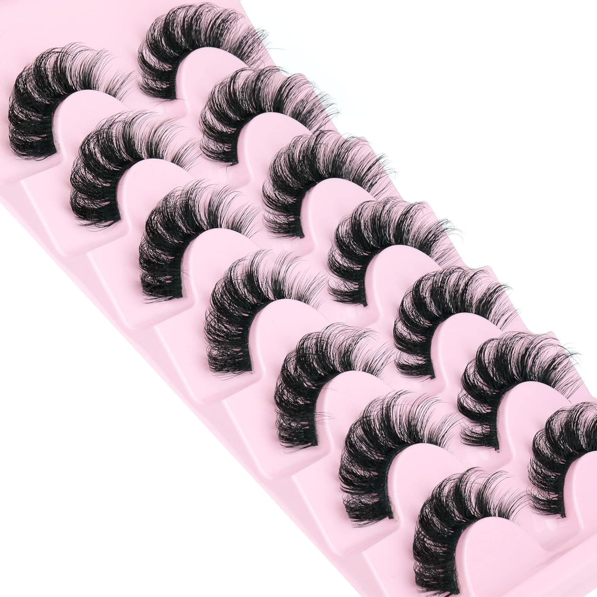 Fluffy Wispy Mink Faux Eyelashes 3D D Curl Natural Look 7 Pairs