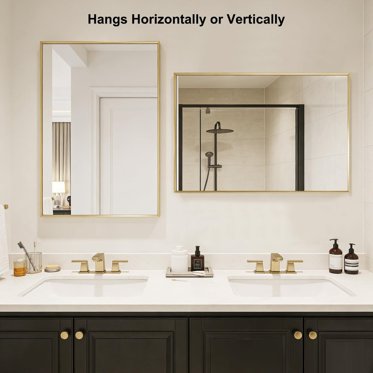 16x24 Inch Brushed Gold Wall Mirror for Bathroom Vanity & Over Sink