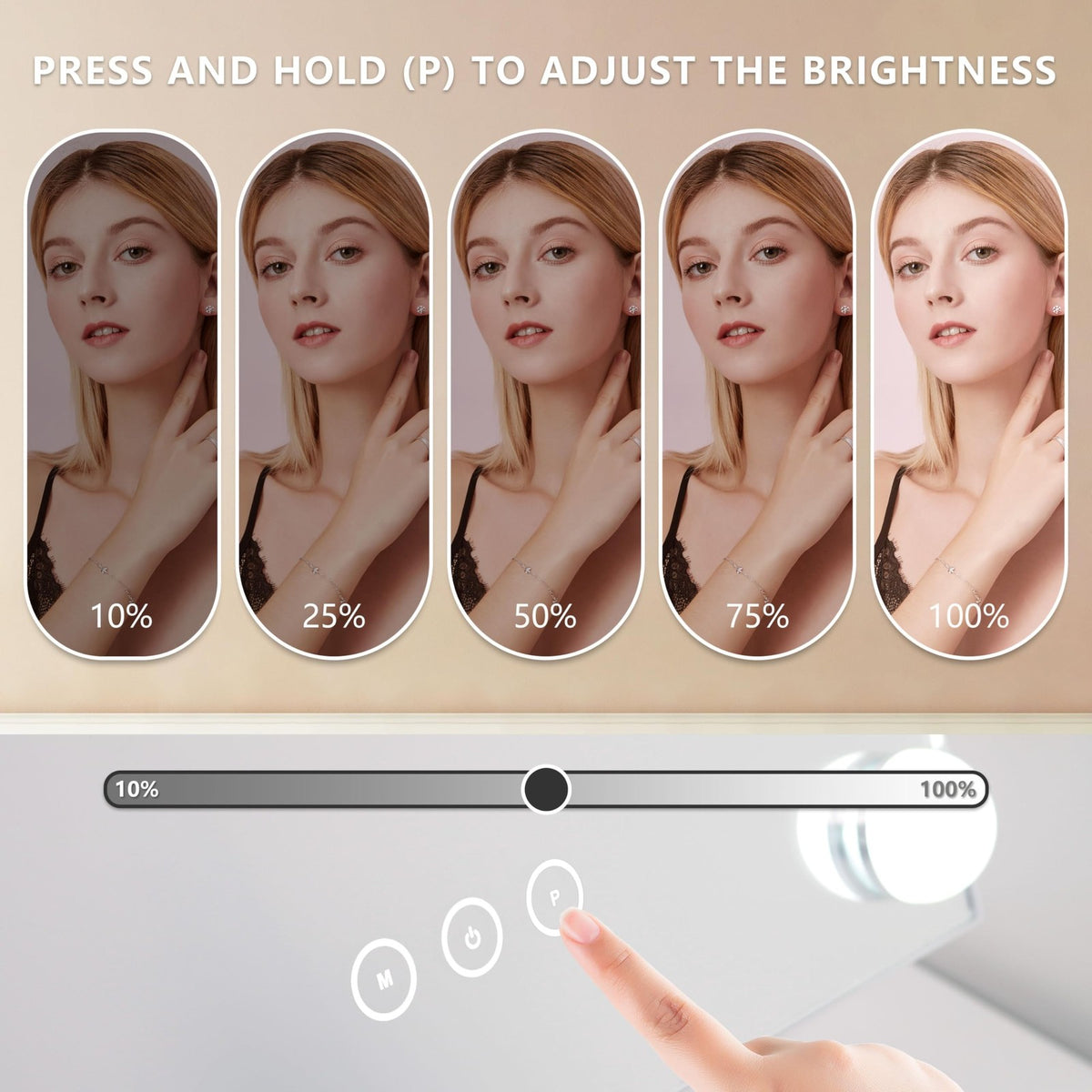 Lighted Makeup Mirror with 3 Color Modes, 10X Magnification, Touch Control