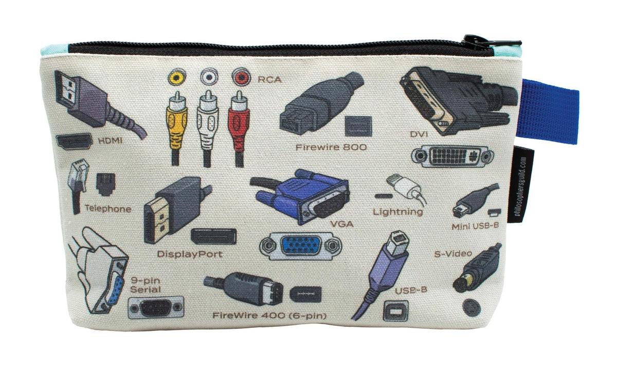 Cable Management Pouch - 9 Inch Canvas Zipper Bag for Electronics Accessories