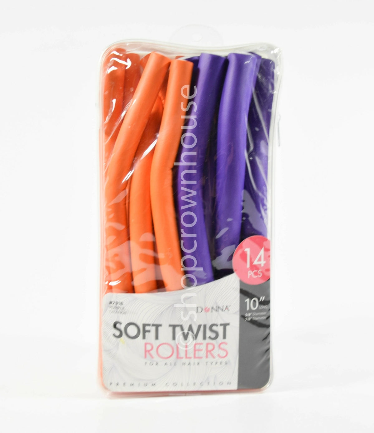 14-Pack Soft Twist Hair Rollers for All Hair Types - 10 Inch Purple & Orange