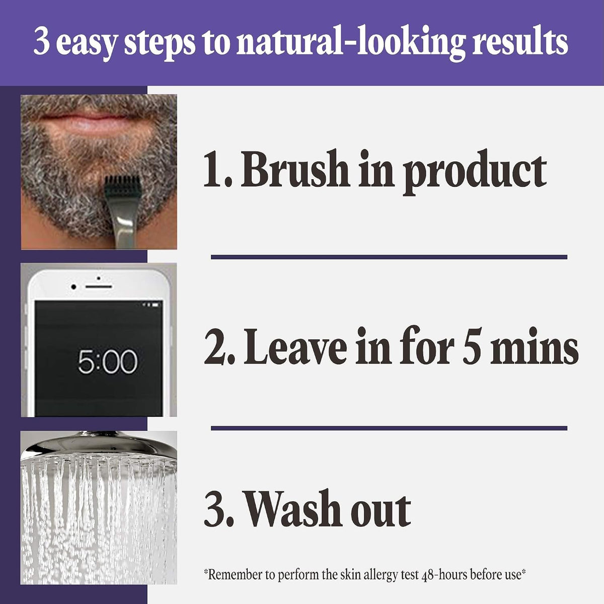 Beard Dye for Gray Hair - 5 Min Dark Brown-Black