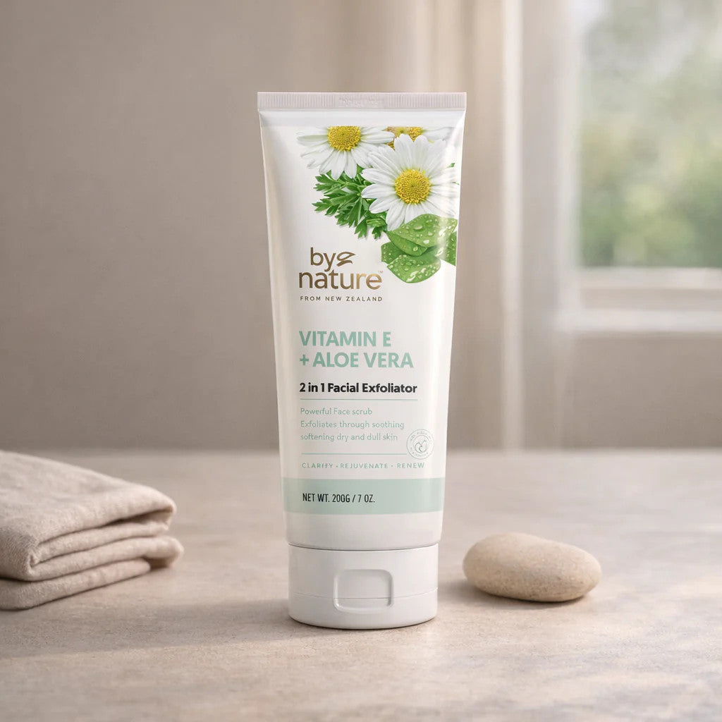 Vitamin E Aloe Facial Exfoliator - Gentle 2-in-1 Polish & Cleanser 7 oz