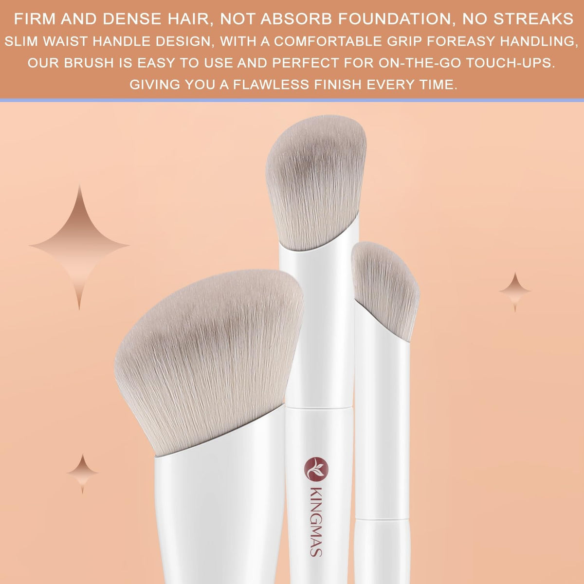 Angled Foundation and Concealer Makeup Brush Set - Premium Synthetic Kabuki Tools