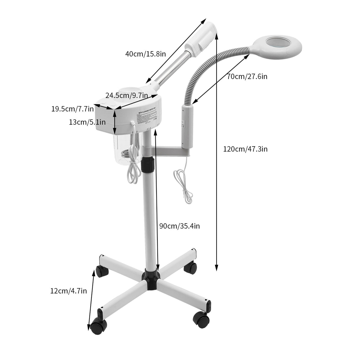 2 in 1 Facial Steamer with 5X LED Magnifying Lamp
