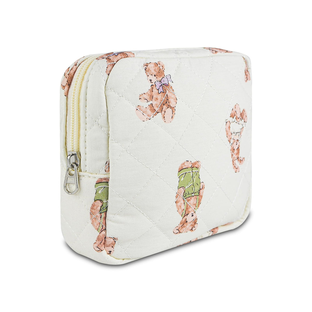 Small Floral Quilted Makeup Bag - Travel Toiletry Organizer for Women