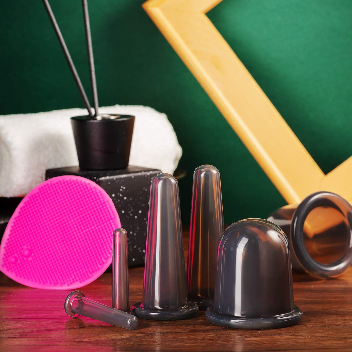 Silicone Facial Cupping Set for Skin Tightening & Blood Circulation - Black