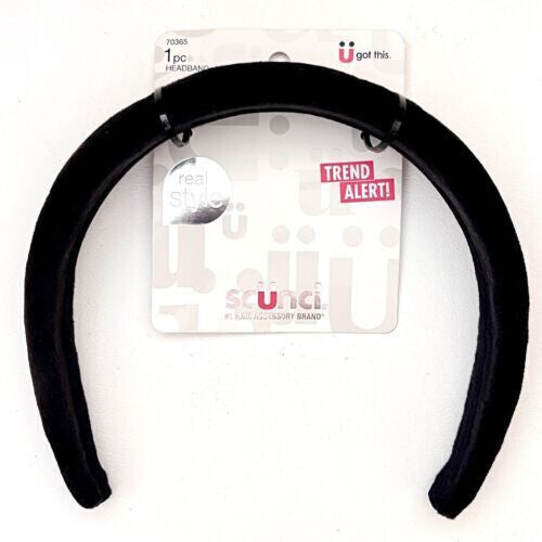 Scunci Real Style Soft Velvet Black Headband #70365