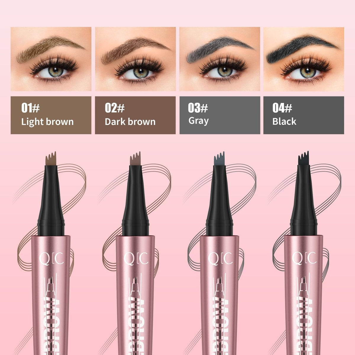 Microblading Eyebrow Pen Waterproof Hair Stroke Brow Marker - Black