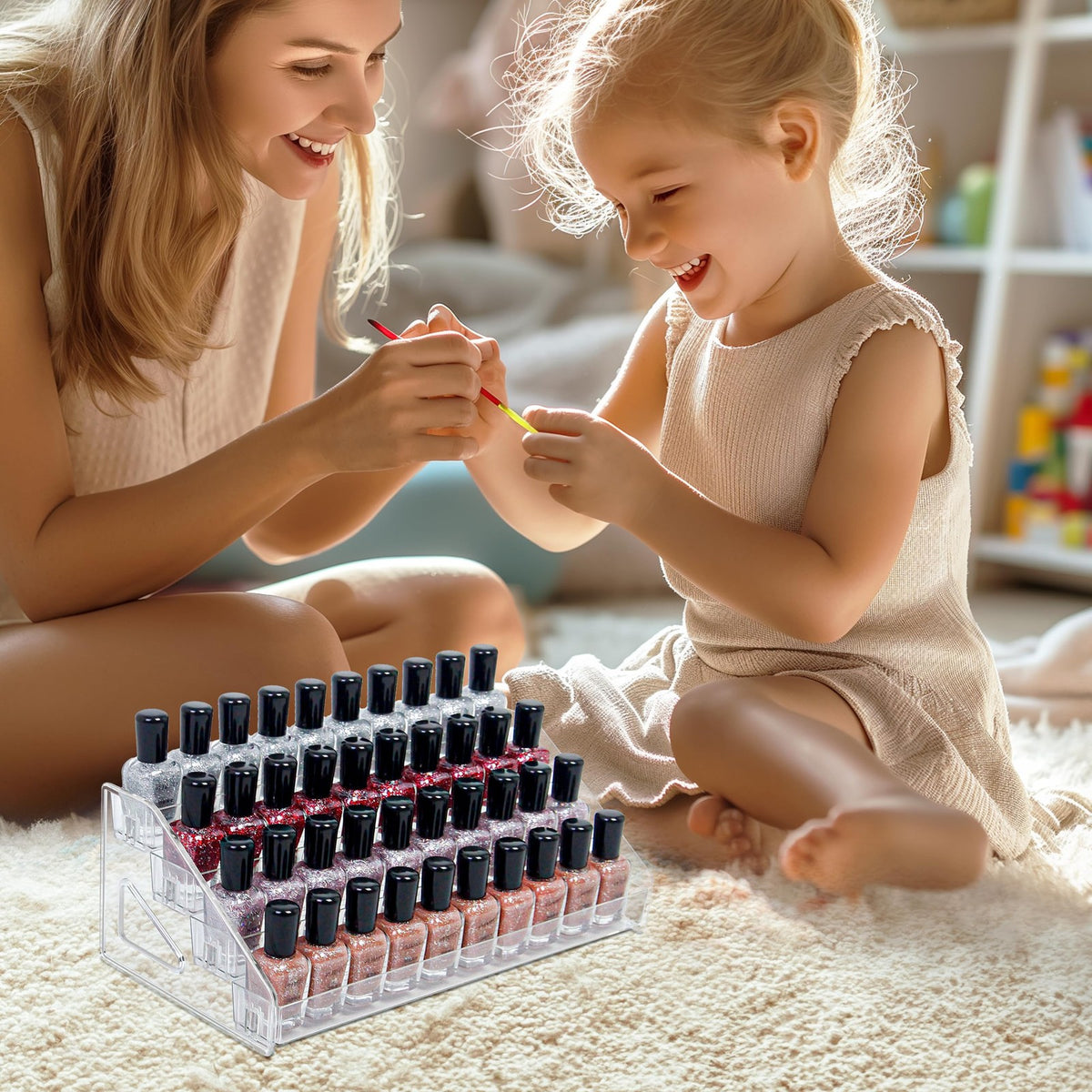 4-Tier Clear Acrylic Nail Polish Organizer Holds 32-64 Bottles Vanity Storage