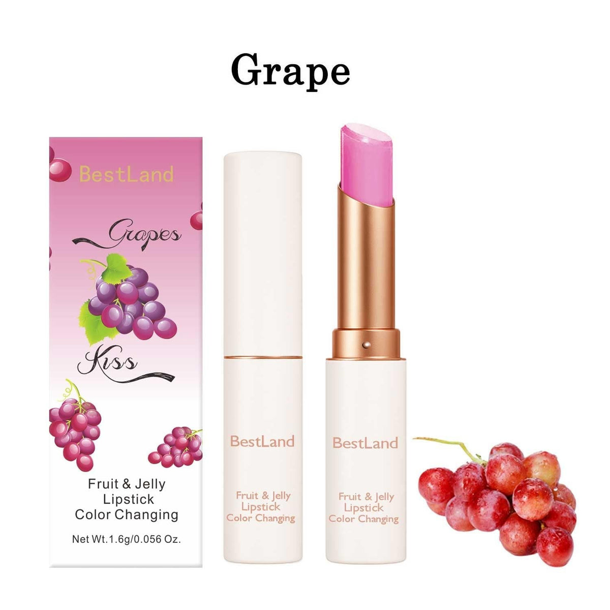 Color Changing Lipstick Set with Avocado, Grape & Blueberry Jelly Lip Balms